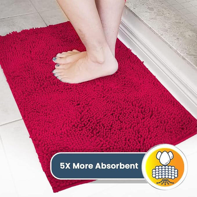 Muddy Mat® | Super Water Absorbent Door Mat Indoor, Microfiber Quick Dry Chenille Entryway Rug, Slip Resistant Front Door Mat, Indoor Mats for Entryway, Machine Washable Pet Rug, Maroon 36" x 72"
