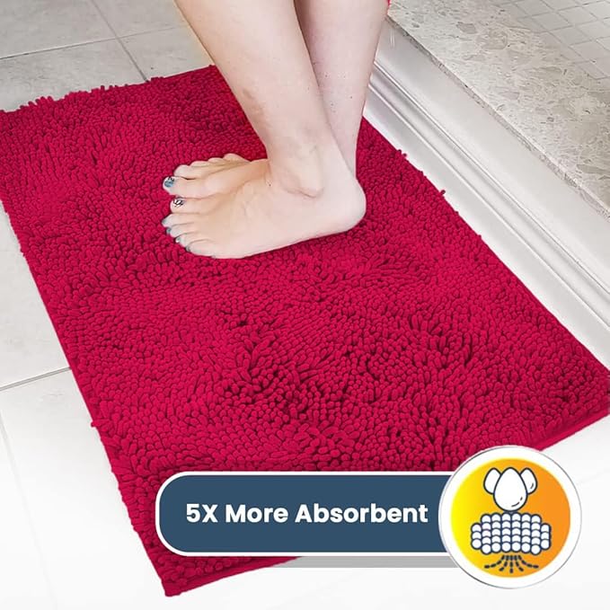 Muddy Mat® | Super Water Absorbent Door Mat Indoor, Microfiber Quick Dry Chenille Entryway Rug, Slip Resistant Front Door Mat, Indoor Mats for Entryway, Machine Washable Pet Rug, Maroon 24"x36"