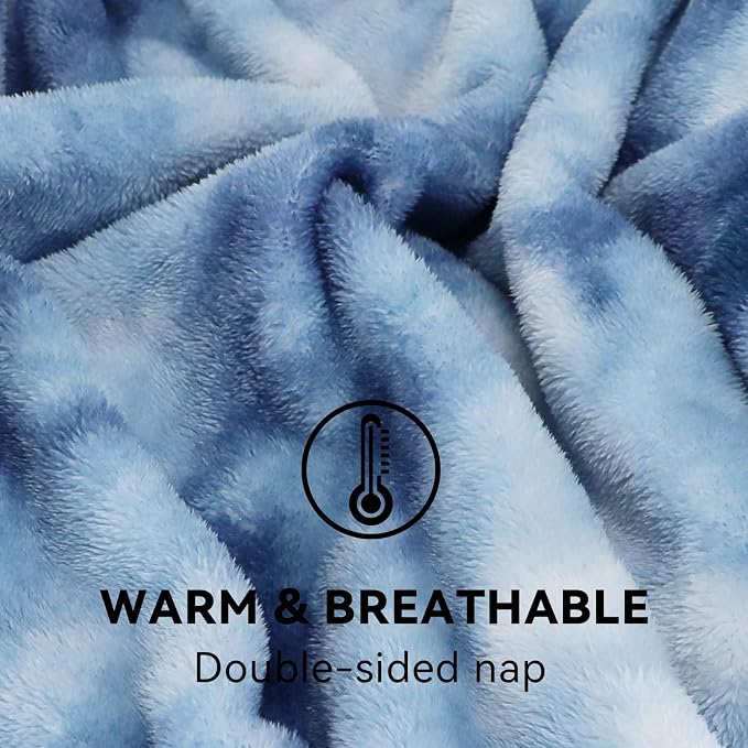 Fleece Throw Blanket Soft Cozy Lightweight Blanket for Bed 50x70 in | Plush Smoky Blue Blanket for Couch Sofa Bedroom Decor, Birthda Gifts for Women Kids