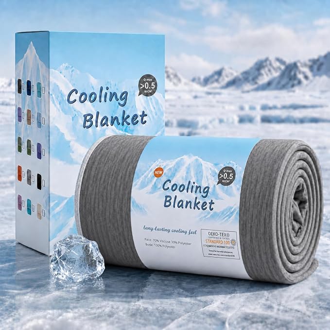 Cooling Blanket Queen Size 90"x90" for Hot Sleepers Summer Blanket | Absorbs Heat Cold Summer Blanket for Night Sweats & Menopause Q-Max>0.5 Lightweight Breathable Soft Double-Side Cooling