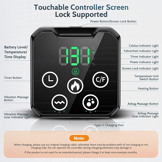 Electric Heating Pad with Massage,Cordless Heated Lower Back Massager,3 Vibration Modes and 4 Heat Levels,3 Airbag Modes,Portable Lumbar Belt Massager for Pain Relief Deep Tissue,Gift for Men&Women