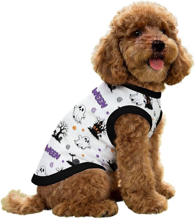Halloween Pet Vest Castle Boo Star Pet Shirts Medium | spooky season Dog Shirt Vest cute pet Sleeveless Vests Ice Silk Dog T-Shirts holiday Dog Clothes Halloween Canine Wear