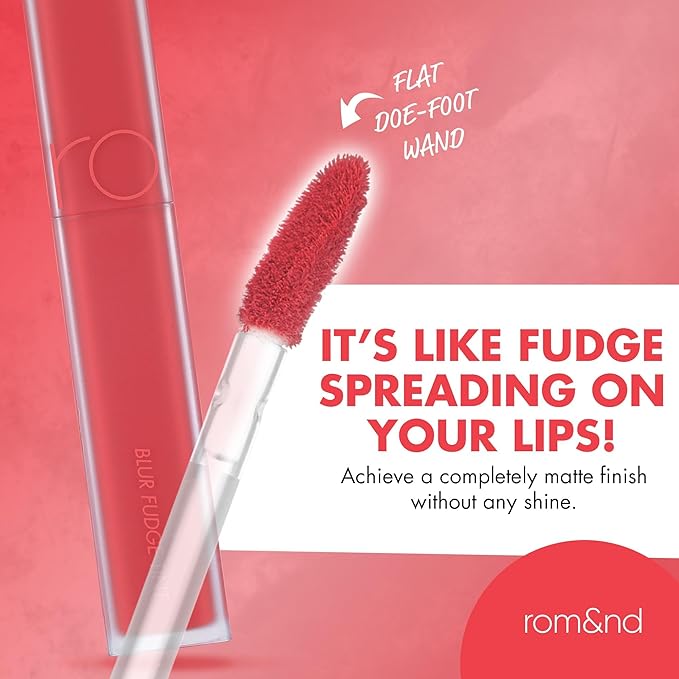 rom&nd Blur Fudge Tint (09 Coral Jubilee) 5g - K-Beauty Velvety Matte Lip Stain, Non-Drying Blurring Effect, Smooth Fudge Texture, Universal Shade for All Skin Tones