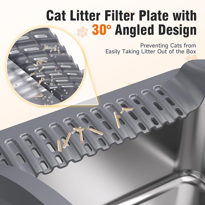 L2 Stainless Steel Litter Box (Dark Grey XL)