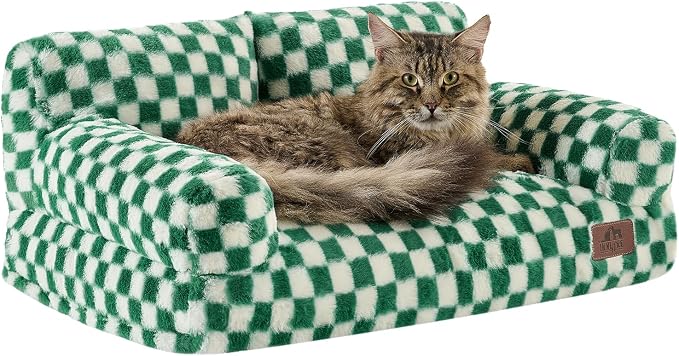 Hollypet Small Dog Large Cat Bed Puppy Couch Beds for Pets up to 25 lbs | Fluffy Dog Cat Couch Plush Soft Warming Pets Beds with Machine Washable Cover and Non-Slip Bottom