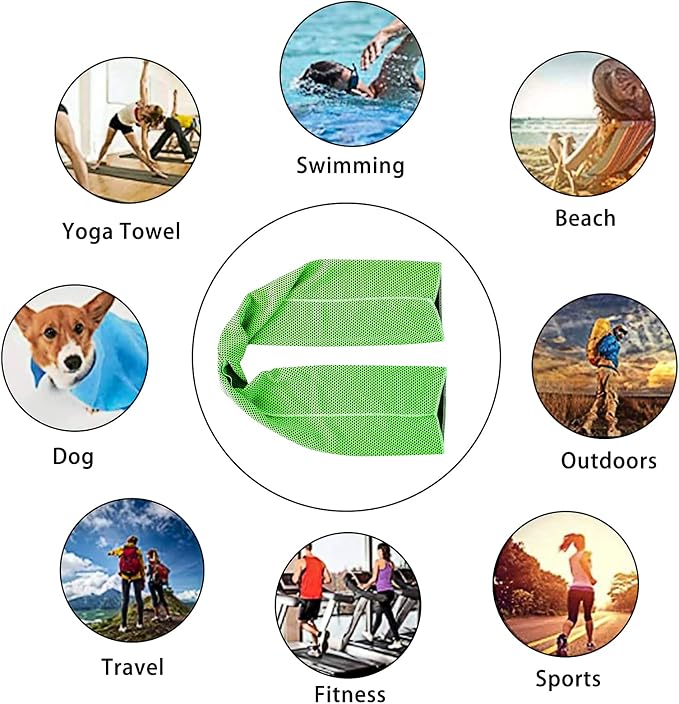 Ponpon 10pcs Cooling Towel Ice Towel Cooling Towels for Neck and Face Microfiber Cooling Towel for Gym, Travel, Yoga, Camping, Running, Outdoor Sport (10 Colors)
