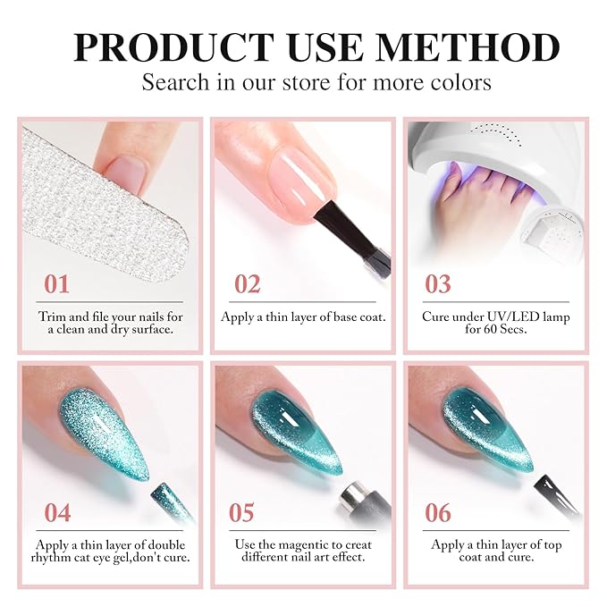 Double Rhythm Cat Eye Gel Polish with Magnet 15ML Glass Holographic Glitter Shimmer Translucent Sheer Color Salon Soak Off Magnetic at Home (Black Gold-MC1146)