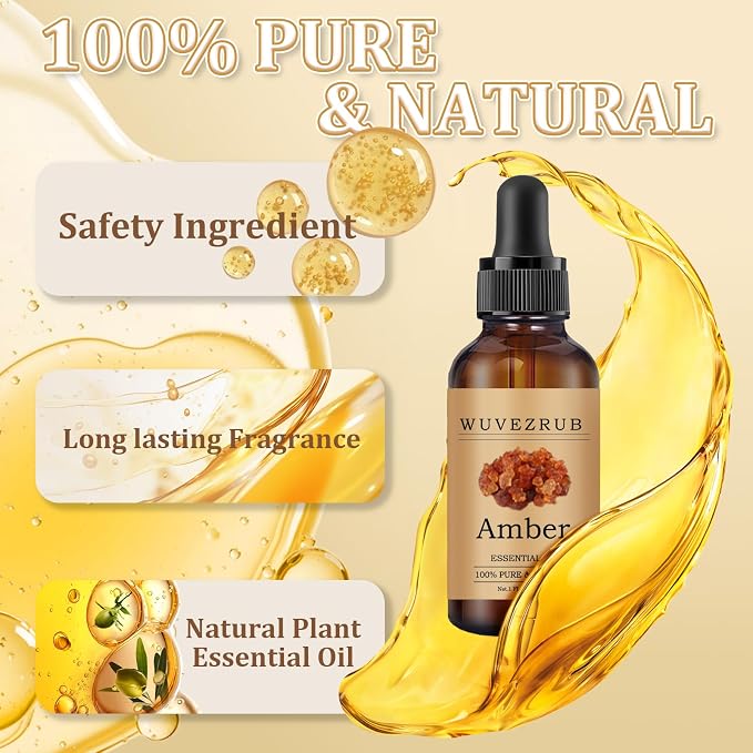 Amber Essential Oil 30ML - 100% Pure and Natural Oils for Aromatherapy Diffuser - 1 Fl Oz/Amber