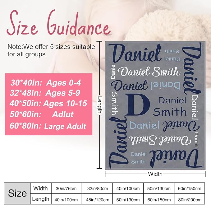 Yofair Ships Next Day, Personalized Blankets for Kids Custom Name Blanket for Boy Flannel Throw Blanket Customized Son Gifts for Teen Boys