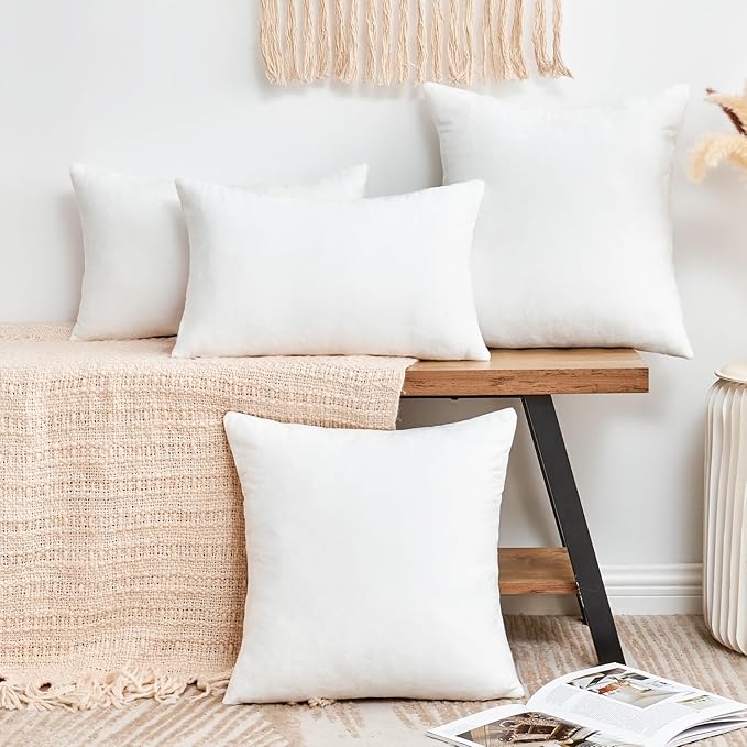 Throw Pillow Covers White Decorative Velvet Set of 2 12x20 Inch Pillow Covers, Soft Lumbar Pillow Covers for Couch Sofa Bed Living Room, Farmhouse Neutral Home Boho Decor, Accent Cushion Cases