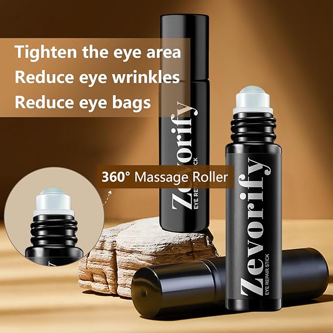Eye Repair Stick for Men | Caffeine Under Eye Roller for Eyebags and Dark Circles - Cooling Stick Hydrates and Depuffing, 0.34 Fl Oz (1 PC, 0.34 Fl Oz/PC)