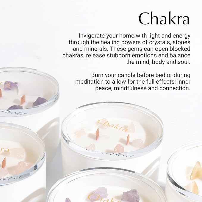 Rose Quartz Crystal Candle, 12oz Soy Wax Aromatherapy for Meditation & Stress Relief, Dual Crackling Wood Wicks, 6 Authentic Crystals Inside, Spiritual Healing Gift for Women, Chakra Balancing