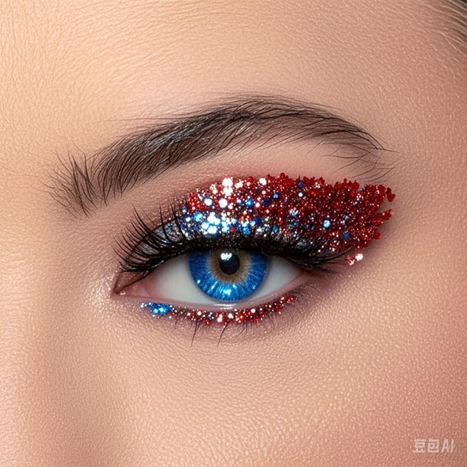 Holographic Face Glitter Gel Body Shimmer Makeup for for Hair, Face, Clavicle, Arm, Nail, Eyeshadow, Long Lasting Waterproof Mermaid Sequins Party Glitter for Rave Festival (USA Pride Body Glitter)