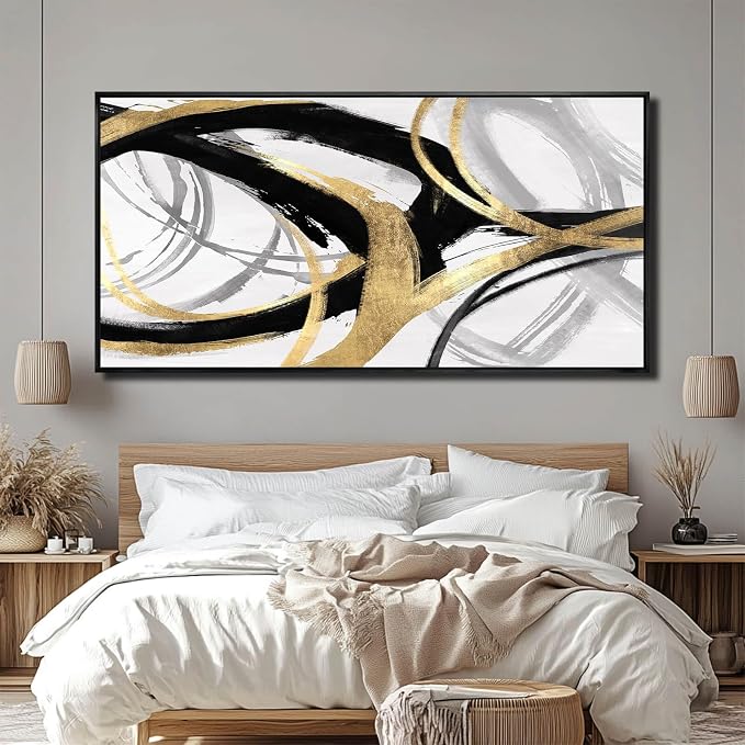 Large Canvas Wall Art Room Decor Framed Wall Art Abstract Line Paintings Home Decoration for Living Bedroom Office 29"x58"