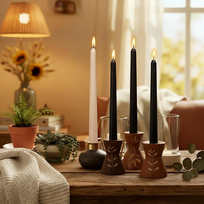 10 Inch Gradient Brown Taper Candles Hand Poured Smokeless Chocolate Coffee Scented Long Tapered Candles for Morning Coffee Ritual Breakfast Table Kitchen Island Café Atmosphere