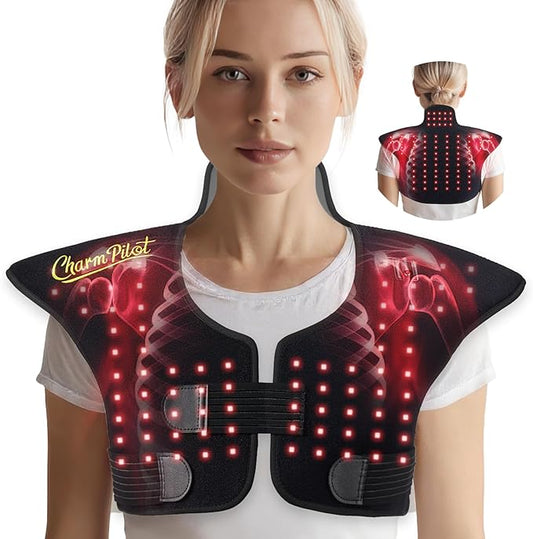 Red Light Therapy for Neck and Shoulders, Wearable Near Infrared Light Therapy Pad for Body Upper Back, 660nm&850nm 3-in-1 Chip, Red Light Therapy Pad for Back(Black)
