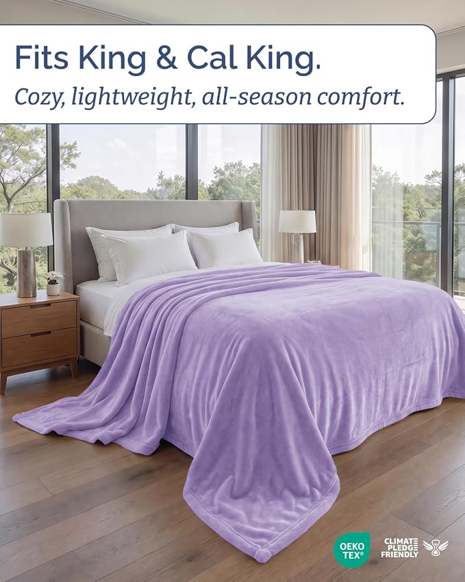 Ultra Soft Fleece Blanket Giant Blanket Size - Flannel Fleece Luxury Blanket - Lightweight for Couch Bed Chair - Thick, Warm and Breathable - All Season Cozy, Pastel Lilac