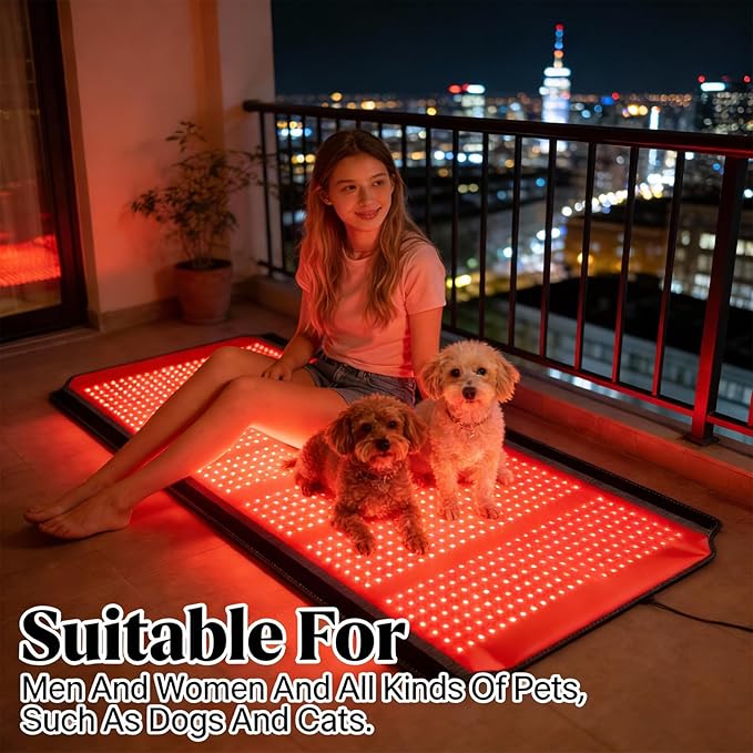 Red Light Therapy for Body, Red Light Therapy Mat with 3 Light Modes & 5 Working Modes, 1260 LEDs redlight with 660nm & 850nm Dual Wavelength, Suitable for Men, Women, and All Types of Pets