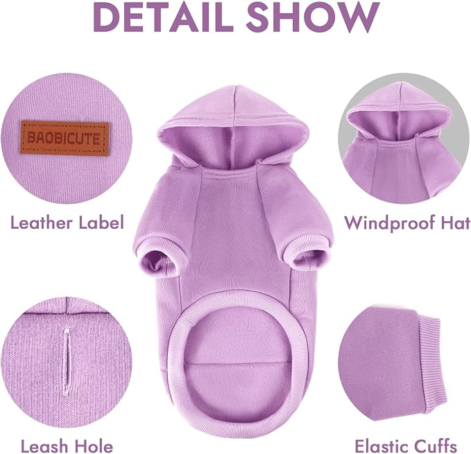 1 Pack Dog Hoodie Warm Hood Dog Sweater Cold Weather Small Dogs Sweatshirt Comfort Pet Clothes for Small Medium Dogs with Pockets Cats Chihuahua Clothes for Male Female Girl Boy Sporty Daily Wear