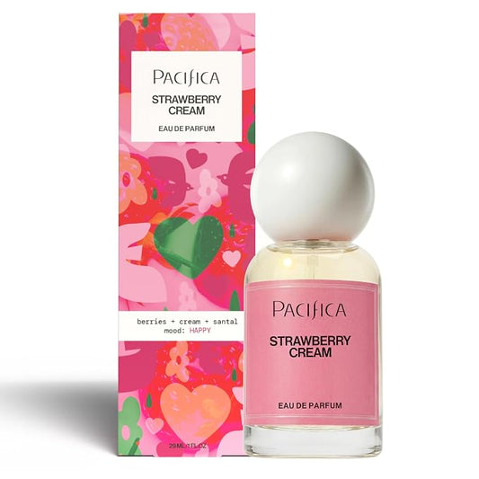 Pacifica Strawberry Cream Perfume for Women – Fruity Floral Eau de Parfum Spray with Strawberry, Vanilla, Jasmine & Sandalwood Notes, Long Lasting, Clean Beauty, 1 fl oz