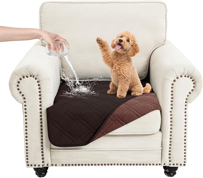 100% Waterproof Dog Bed Cover Pet Blanket, Chocolate+Coffee 30"x30" | ,7-Layer Reversible Couch Covers for Dogs Met for Sofa Furniture Car Camping