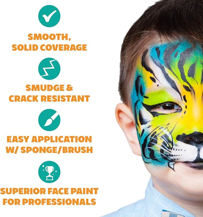 Kraze FX Red, Black & White Face Paint Set (25 gm each) - Hypoallergenic, Non-Toxic, Water Activated Professional Face & Body Painting Makeup, Combo Value Pack