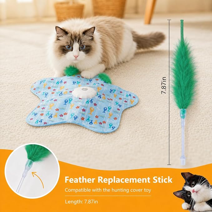 10 Pack Green Feather Cat Teaser Wand Refills Replacement Feather Attachments for Interactive Cat Wand Toy, Durable Spare Feather Accessories for Indoor Kittens Playing