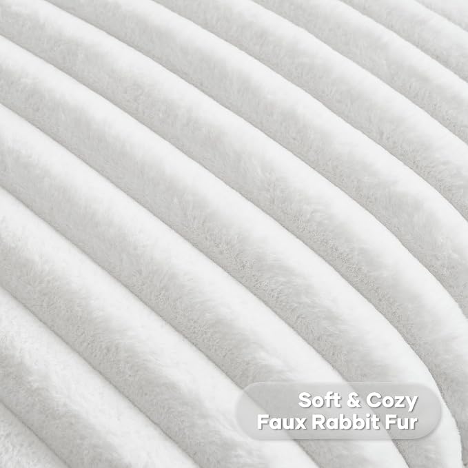 FUTEI Pack of 2 Faux Fur Throw Pillow Covers 20x20 Inch, White | Fluffy Faux Rabbit Fur Front/Premium Velvet Back,Hidden Zipper,Machine Washable,Non-Shedding,Colorfast,Insert Not Included.