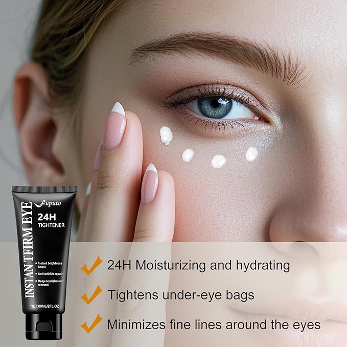 Instant Eye Tightener Cream, 60ML Instant Firm Temporary Eye Tightener for Reduces Dark Circles, Puffiness, Fine Lines, Upgraded Formula for Women, Fast-Absorbing & Moisture Lock（1Pcs