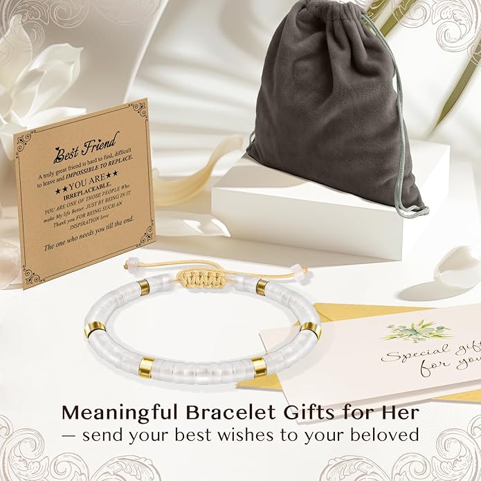 Inspirational Gifts Bracelets for Women: Valentines Mothers Day Birthday Gifts for Women Friends Sister Mom - Healing Natural Stone Beads Bracelets Thinking of you Get Well Soon Gift for Women