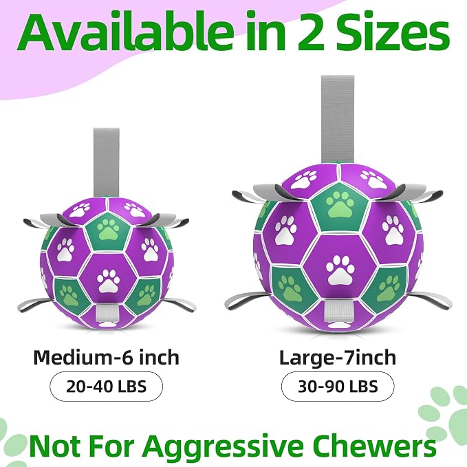 Diman Dog Balls with Straps, 7 Inch Puppy Soccer Ball for Dogs