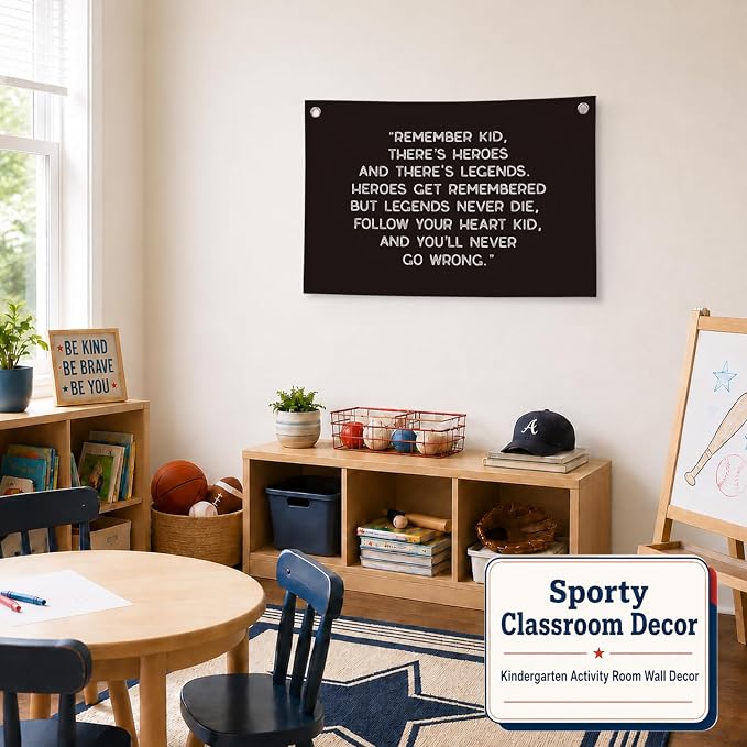 Vintage Baseball Wall Decor for Boys Room, Inspirational Sports Quote Canvas Banner, Retro Baseball Nursery Wall Art for Bedroom Playroom,Baby Shower Gifts,30x20 Inch(Black)