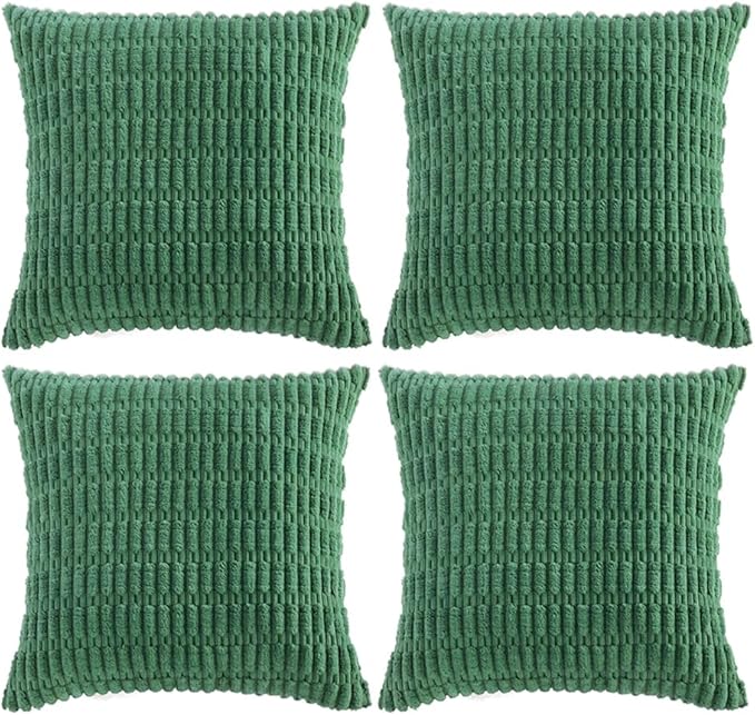Fancy Homi 4 Packs Decorative Throw Pillow Covers for Living Room Couch Bed, Modern Farmhouse Boho Home Décor Accent Cushion Case, 18" x 18", Green