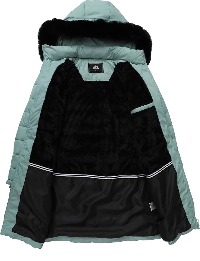 GOLDLADIES Women's Waterproof Long Down Jacket,Warm Winter Hooded Puffer Coat Thickened for Hiking Outdoor