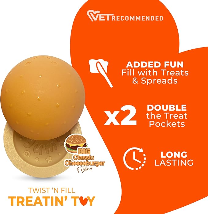 Nylabone Strong Chew Bun Treat Toy, Cheeseburger Flavor, Medium