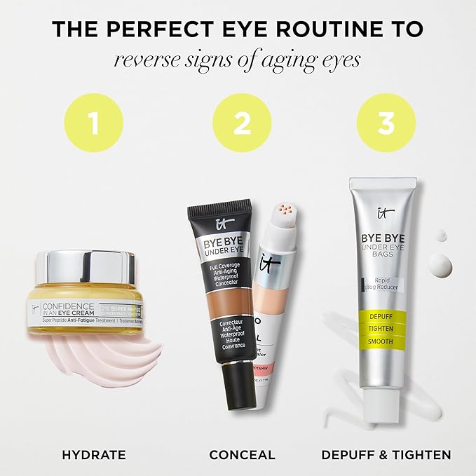IT Cosmetics Bye Bye Under Eye Bags Daytime Treatment - Temporary Eye Bag Reducer & Undereye Corrector, Smooths & Reduces Look of Wrinkles & Fine Lines, Transparent Finish - 0.5 oz