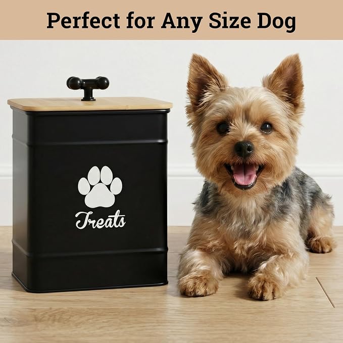 Dog Treat Container Airtight, 6"W x 8"H, Powder Coated, 12 Cup Capacity