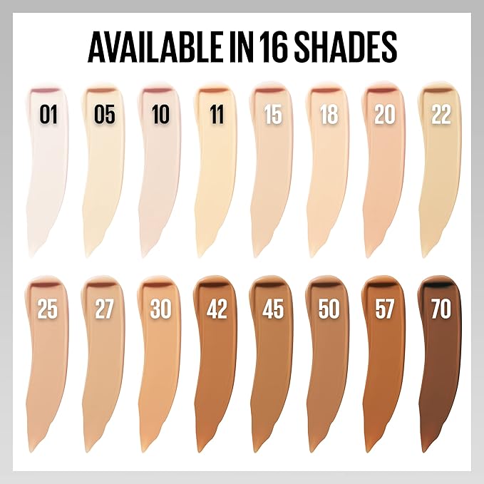 Maybelline Super Stay Liquid Concealer Makeup, Full Coverage Concealer, Up to 30 Hour Wear, Transfer Resistant, Natural Matte Finish, Oil-free, Available in 16 Shades, 50, 1 Count
