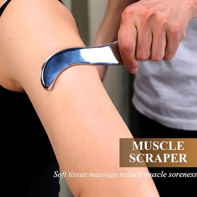 FeelFree Sport 3 in 1 Muscle Scraper Tool-Gua Sha Scraping Tool Physical Therapy Massage Tool-Soft Tissue Mobilization for Back, Legs, Arm (4 PCS (L))