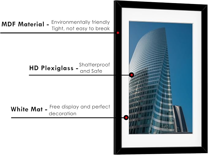 24x36 Poster Frame Set of 6, Wall Mount Display, Black | Display Pictures 20x30 with Mat or 24x36 Without Mat, Horizontal or Vertical, Gallery Wall Frame Set, Wedding Birthday Gifts