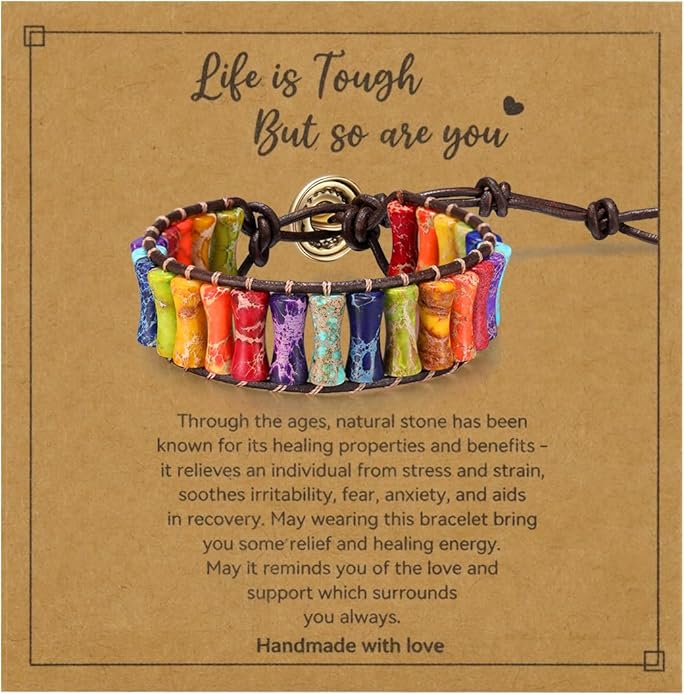 Inspirational Gifts Healing Bracelets for Women，Get Well Soon Encouragement Gifts for Women Friends Sister Mom，Handmade Natural Stone Healing boho Friendship Jewelry for women