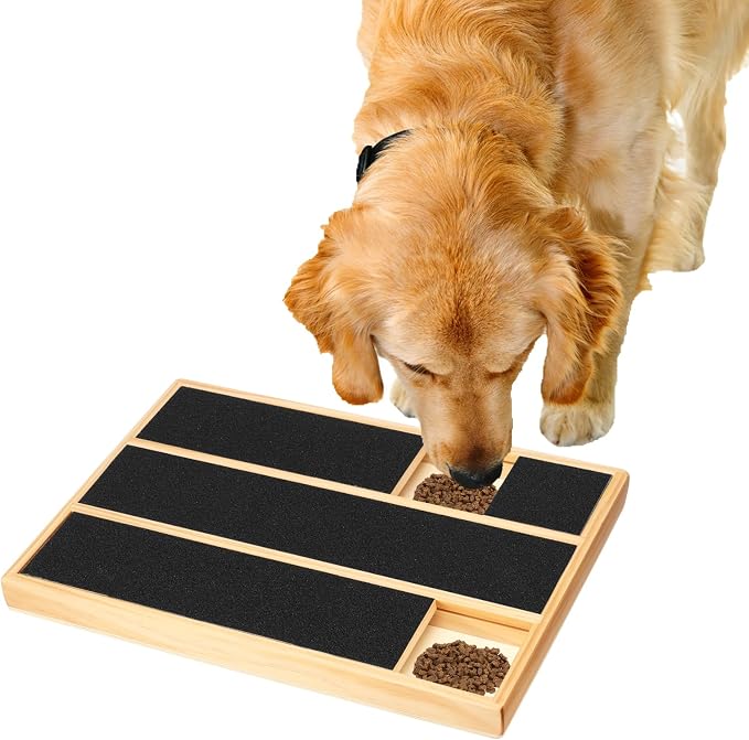 Dog Scratch Pad for Nails, Dog Nail File Toy with Treat Compartment, Wooden Puppy 45° Angle Claw Grooming Tool, Portable Nail Scratch Pad for Small & Large Claw Care
