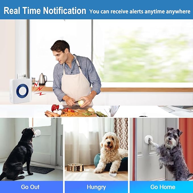 Dog Door Bell, Dog Bells to Go Outside,Dog Bells for Potty Training, Dog Doorbell with Large Touch Area Button,1000FT Range, 58 Chimes, 0-110db Volume,1 No WiFi Receiver & 2 Transmitters