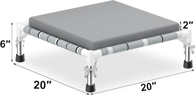 Elevated Dogs Bed with Cushion, Raised Cooling Lifted Outdoor Dog Mat Beds | Small Portable Lifted Pet Cot Stainless Steel Frame Indoor Outside Breathable Hammock Beds