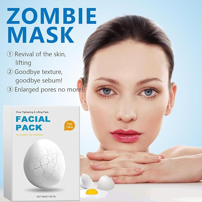 Zombie Facial Mask,Zombie Mask Facial,Hydrating Skincare Face Mask,Moisturizing No-Wash Peel-off Mask,Shrink Pore,Pore Tightening & Lifting Deep Cleansing Clay Mud Mask,2Boxes(2PCS)