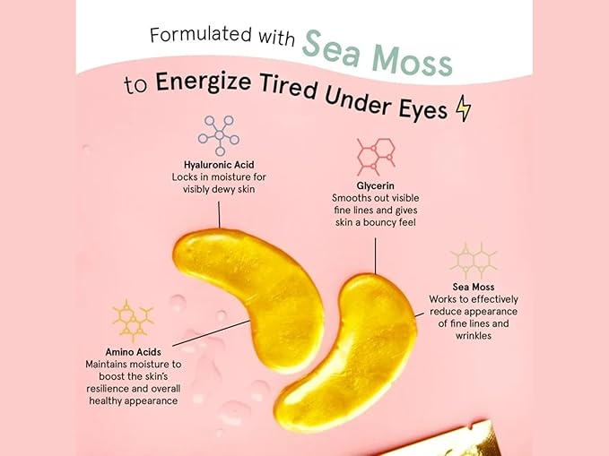 Under Eye Mask - Travel Size Toiletries - Bridal Shower Gifts - Gel Eye Patches for Dark Circles, Puffy Eyes, Wrinkles, Undereye Bags - Vegan - Self Care (6 Pairs, Gold)