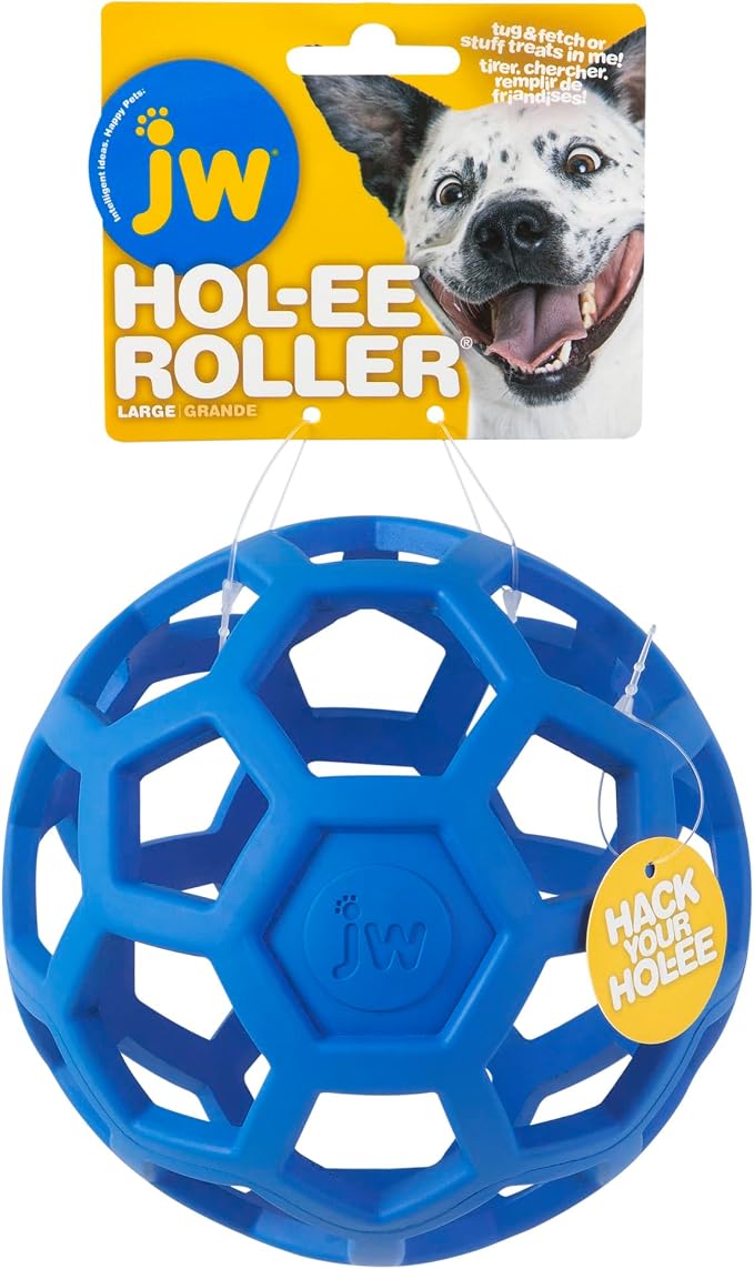 JW Pet HOL-ee Roller, Natural Rubber, Large 5.5in, Colors May Vary