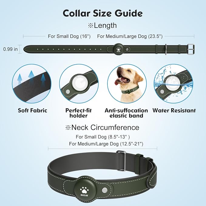 GPS Tracker for Dogs, 2 in 1 Smart Pet Collar (Only iOS), No Monthly Fee Waterproof Dog Collar with Real-time Tracking, Anti-Lost, 365-Day Long Battery GPS Tracker for All Sized Dogs(Locator Included)