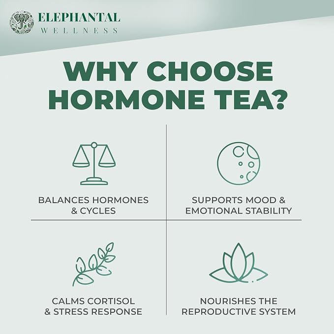 Hormone Support Herbal Tea for Women – Ashwagandha, Vitex, Dong Quai, Shatavari & Raspberry Leaf – Supports Balance, Calm & Daily Wellness – Caffeine-Free, Non-GMO Loose Leaf Tea, 4oz (40 Servings)
