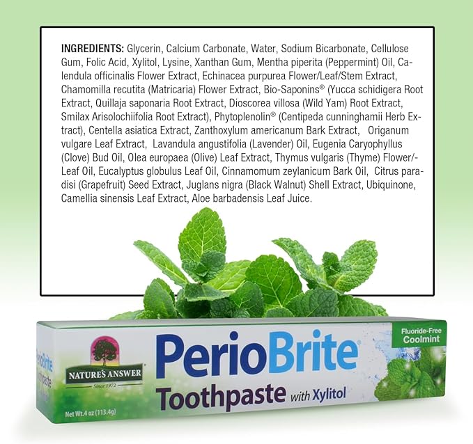 Nature's Answer Periobrite Natural Toothpaste, Cool Mint, 4 Ounce, 3 Count Nature's Answer Periobrite Natural Toothpaste, Cool Mint, 4 Ounce